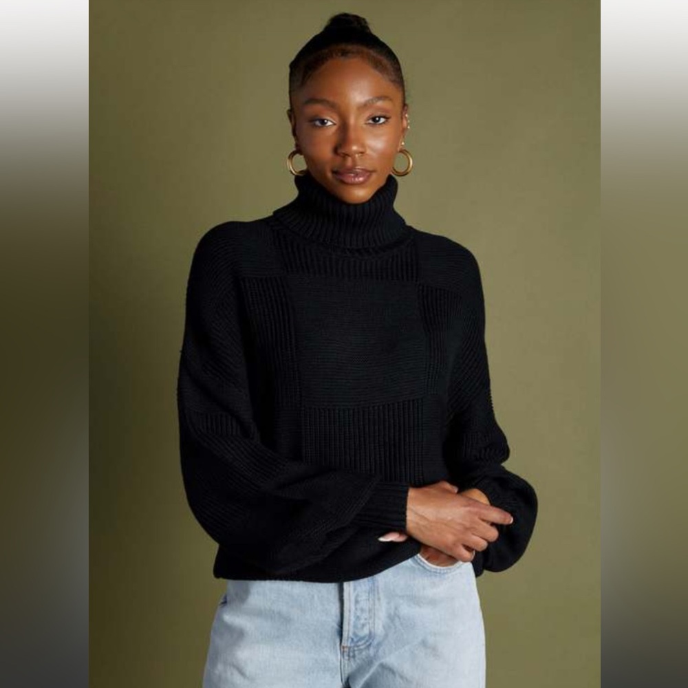 Staud benny check turtleneck sweater